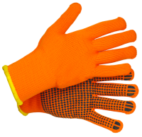 Перчатки BOXER из смесовой пряжи, утепленные акриловым флисом и с ПВХ точкой, BXR1934W