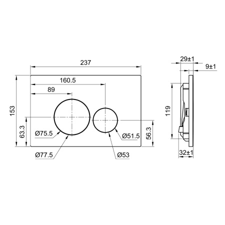 Клавиша для инсталляции, глянцевая PLAZA PL411C