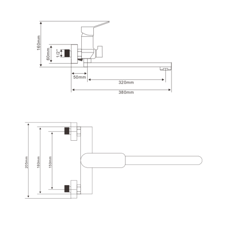 Смеситель для ванны с длинным изливом AVIA,  AV17221