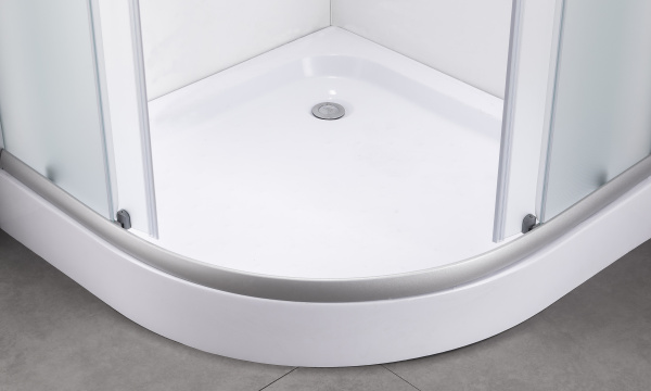 Душевой поддон полукруглый, с сифоном белый P-90125CS-WH