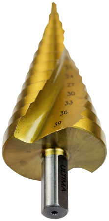 Сверло по металлу ступенчатое, Ultima, 4-39 мм, 13 ступеней, сталь P6M5