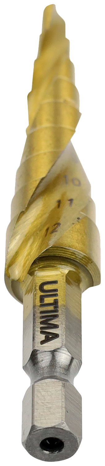 Сверло по металлу ступенчатое, Ultima, 4-12 мм, 9 ступеней, сталь HSS