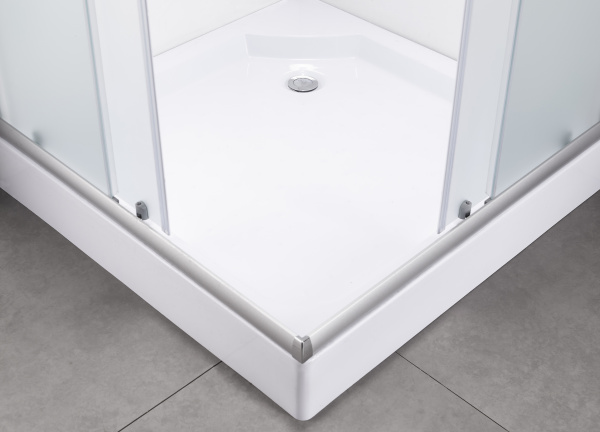 Душевой поддон квадратный, с сифоном, белый P-90125S-WH
