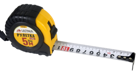 Рулетка Ultima Lite, 5мх25мм, обрезиненный пластиковый корпус