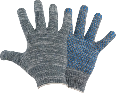 Перчатки трикотажные с ПВХ покрытием Точка 10 класс, 5 нитей, цвет серый